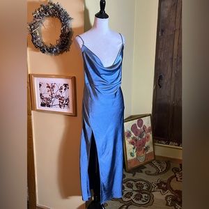 LIONESS Size XXL Slinky Draped Front Spaghetti Strap Midi-Dress Satin $179 NEW